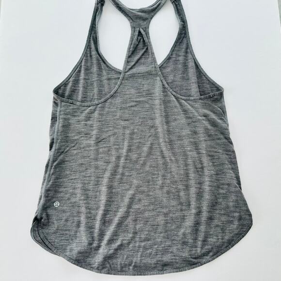 Lululemon 105 F Singlet Tank Top Size 8 Heathered Grey Black Lightweight Loose - Picture 4 of 7